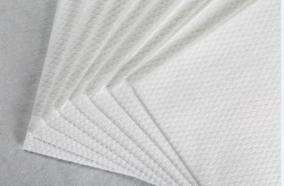 pequeño tejido blanco del algodón del grano de la perla del poliéster 62g y viscosa de Spunlace de la tela no tejida, cojines, trapos mojados
