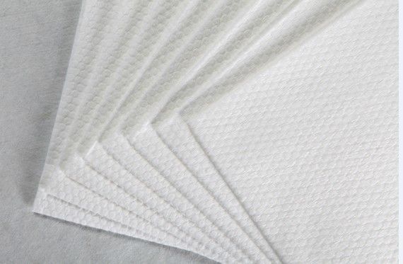 pequeño tejido blanco del algodón del grano de la perla del poliéster 62g y viscosa de Spunlace de la tela no tejida, cojines, trapos mojados