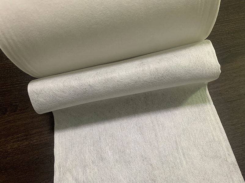 tela no tejida blanca del poliéster 50g y viscosa de Spunlace para el tejido del algodón, cojines, trapos mojados